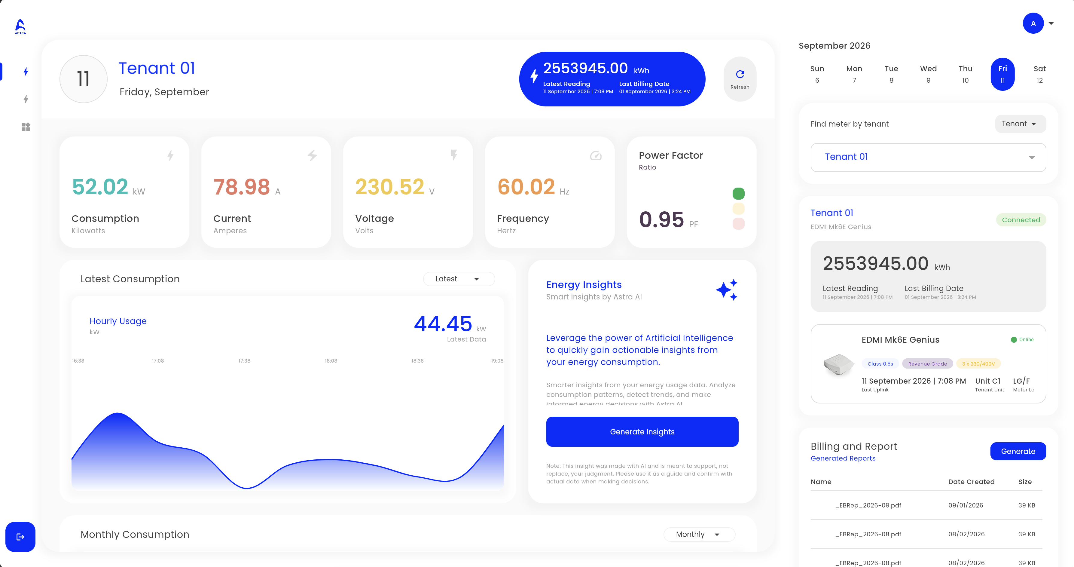 ASTRA AI dashboard