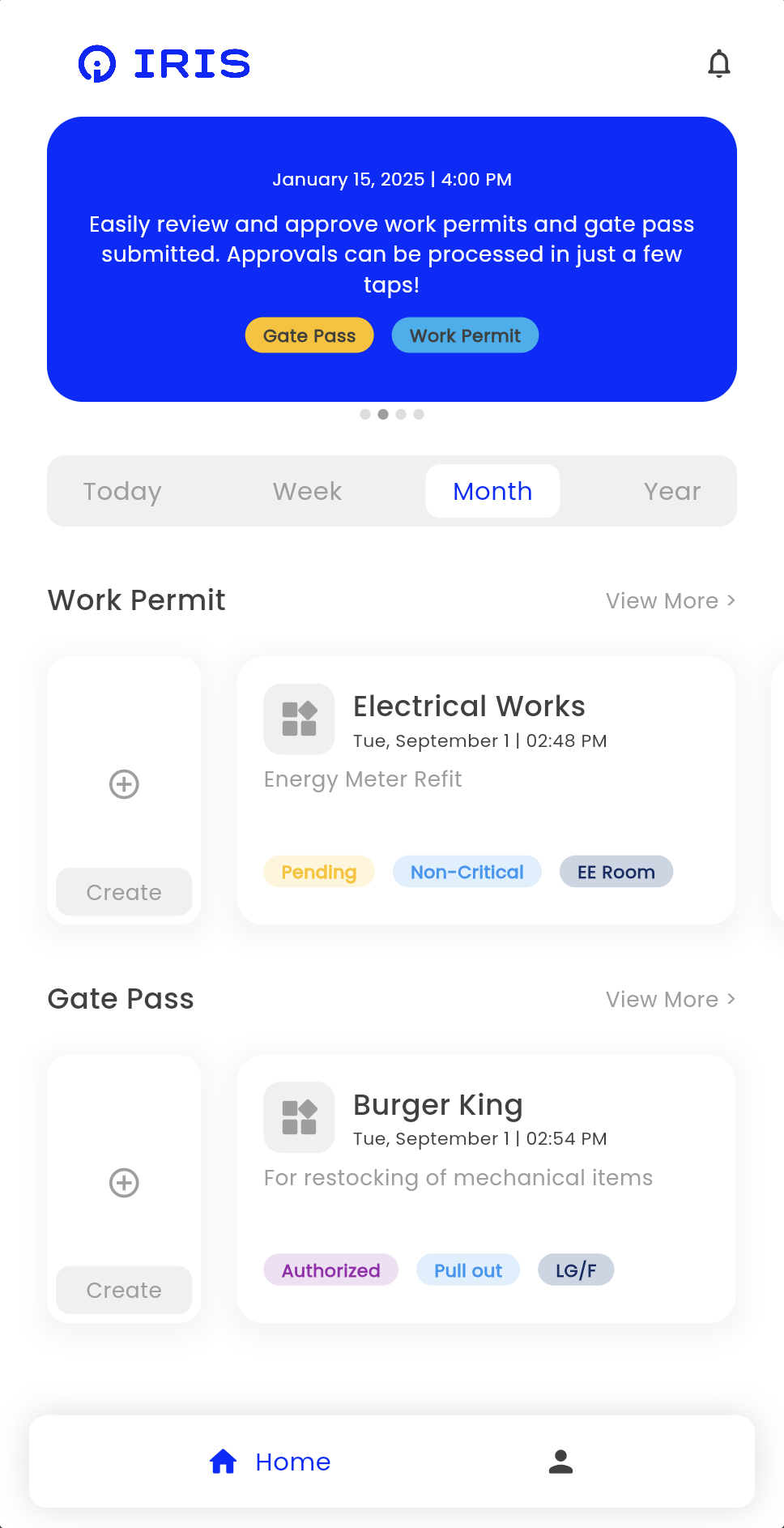 IRIS Home Screen